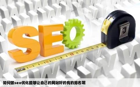 如何做seo优化能够让自己的网站好的有的排名呢